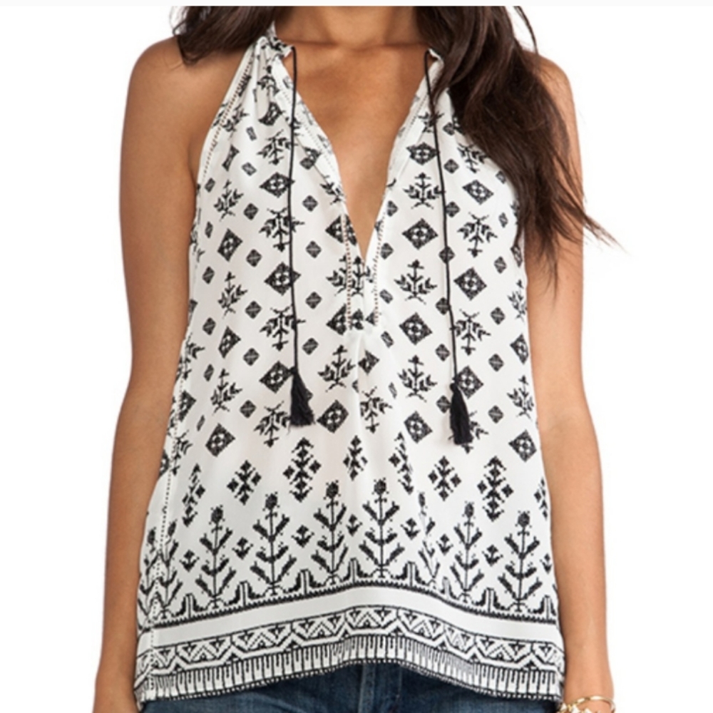 Joie eniko tribal mix silk tank